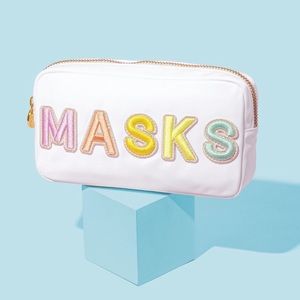 NWT Stoney Clover Lane White “Masks” Pouch